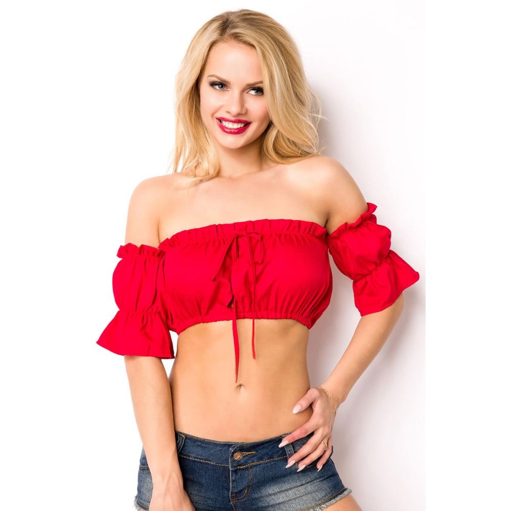 Atixo Off Shoulder Crop top Rood